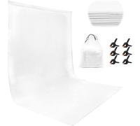 Fond Blanc,Toile de Fond 1,8 × 2,8 m avec 6 Pinces,Décors pour Studio Photo,100% Polyester Pliable Portable Blanc Photographie Backdrop(Support de Toile de Fond Non Inclus)