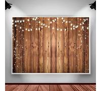 Fond Bois Marron GOEDCH : Fond Photographie Bois 210 x 150 cm, Fond Photo Sol en Boi s, Fond Studio, Planche Boi s Marron Rétro avec Guirlande Lumineuse pour Photographie de Jardin Secret