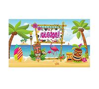 Fond d'Aloha Hawaïen -72 x 43inch, Toile de Fond de Plage Tropicale d'Été Bannière de Fête Aloha Hawaïenne Tropicale for Summer Tropical Luau Hawaiian Party Decoration Supplies