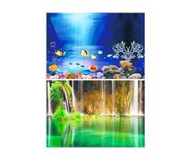 Fond D'aquarium Autocollant de décoration de fond d'aquarium, autocollant de paysage d'aquarium, affiche de fond for Aquarium, plante océanique, peinture de paysage aquatique(Background D,40x60cm)