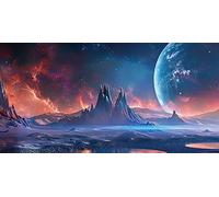 Fond d'aquarium cosmique écarlate, fond d'aquarium sur le thème de l'espace parallèle sur le thème de l'espace parallèle, fond pour terrarium désert tropical 122 x 45,7 cm avec 8 rubans adhésifs