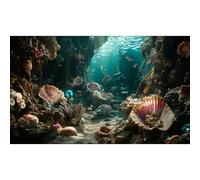 Fond d'aquarium du monde sous-marin, coraux tropicaux, grotte, océan, paysage marin, arrière-plan d'aquarium, splendide et tranquille sous-marin pour terrarium, arrière-plans de coquillages de mer