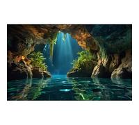 Fond d'aquarium grotte sous-marine sereine turquoise eau sereine rayons de soleil arrière-plan d'aquarium splendide grotte enchantée sous-marine arrière-plans de terrarium plantes tropicales jungle