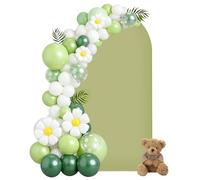 Fond d'Arc en Arrière-Plan - Toile de fond de mariage double face avec partie supérieure arrondie, fond photo idéal pour mariage, anniversaire, cérémonie, fête et décoration de banquet (Vert, 1x2m)