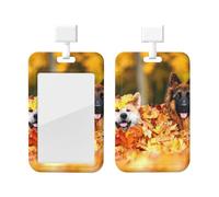 Fond d'automne avec imprimé chiens - Porte-badge étanche avec cordon tour de cou amovible - Coque de protection pour homme et femme