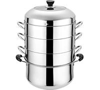 Fond de casserole composite à 3 couches en acier inoxydable 430 traité thermiquement, petits pains cuits la vapeur, poisson, fruits mer, maïs(32cm)