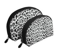 Fond De Conception De Modèle sans Couture Léopard, Trousse de Maquillage Coquille Femme Petit Porte-Monnaie Trousse de Toilette Trousse à cosmétiques 2 pièces
