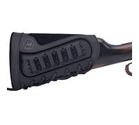 Fond de Crosse en Cuir véritable avec Porte-Cartouches - Compatible .308 .300 44mag 410 - pour Winchester/Marlin - Droitier/Gaucher (Noir pour droitiers)