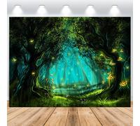 Fond de forêt 1.5x1 m Fond Photos de Fleurs de Champignons de forêt de Conte de fées,Fond boîte Photo Vinyle pour fête à thème de forêt de fête de Naissance