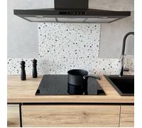 Fond de hotte adhésif en aluminium effet terrazzo blanc - 70x90 cm - 99DECO