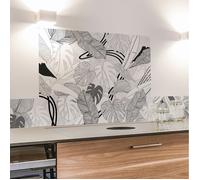Fond de hotte adhésif en aluminium floral noir - 70x90 cm - 99DECO
