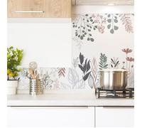 Fond de hotte adhésif en aluminium floral vert - 70x60 cm - 99DECO