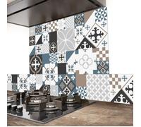 Fond de hotte en aluminium - effet carreaux de ciment dulce - 70x90 cm - 99 Déco