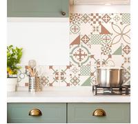 Fond de hotte en aluminium - effet carreaux de ciment vert terracotta - 70x60 cm - 99 Déco