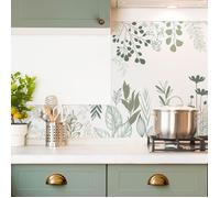 Fond de hotte en aluminium - floral vert sauge - 70x60 cm - 99 Déco