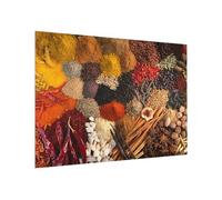 Fond de hotte en verre magnétique épaisseur 4mm culinaire crédence cuisine épices et herbes verre trempé panneau mural orange tableau magnétique style oriental cuisine cuisinière 3741 (80x59cm)