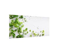 Fond de hotte en verre magnétique épaisseur 4mm culinaire crédence cuisine épices et herbes verre trempé panneau mural vert tableau magnétique effet bois shabby chic cuisine cuisinière 1567 (120x59cm)