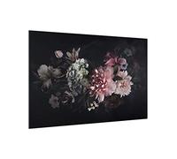 Fond de hotte en verre magnétique épaisseur 4mm fleurs crédence cuisine verre trempé avec motif panneau mural noir tableau magnétique style vintage cuisine cuisinière 5179 (60x40cm)