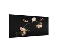 Fond de hotte en verre magnétique épaisseur 4mm fleurs crédence cuisine verre trempé avec motif panneau mural noir tableau magnétique motif cuisine cuisinière 1678 (120x59cm)