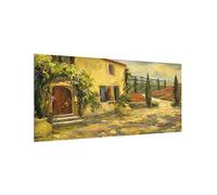 Fond de hotte en verre magnétique épaisseur 4mm nature crédence cuisine italie verre trempé panneau mural jaune tableau magnétique style maison de campagne cuisine cuisinière 3044 (120x59cm)