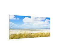 Fond de hotte en verre magnétique épaisseur 4mm plage crédence cuisine verre trempé avec motif panneau mural bleu tableau magnétique style maritim cuisine cuisinière 2584 (120x59cm)