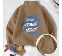 Fond de lettre, imprimé recto verso d'un long serpent enroulé autour de la terre, pull-over décontracté et créatif en coton minimaliste pour garçons/filles, confortable et polyvalent, col semi-ouvert,