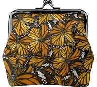 Fond de Monarch Butterfly Porte-Monnaie en Cuir pour Femme, Petite Pochette à la Monnaie avec Fermoir à Fermeture Kiss-Lock Fermeture à Boucle Portefeuille pour Cadeau Fille