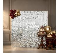 Fond de Mur Pailleté Scintillant Murale Argentées, 30cm×30cm, 24pcs | Panneau Mural Sequin Shimmer Wall pour Décoration Anniversaire Mariage, Fond Photo Photobooth Fête, Arrière-plan Brillant