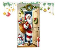 Fond de Noël | 213 x 91 cm Tapisserie Père Noël et Chien - Tapisserie de Noël, pour photos de famille, mariage, Nouvel An, vacances d'hiver, utilisation en extérieur