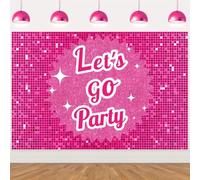 Fond de Photographie de fête d'anniversaire Rose Let's Go Party Glitter Disco, Toile de Fond pour Studio Photo 150cmx100cm
