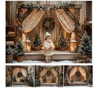 Fond de photographie LS, décoration de chambre de Noël avec canapé et rideaux, accessoires de studio photo pour portraits de famille et fêtes de Noël 2