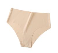 Fond De Robe Chair sous-vêtements sans Couture pour Femmes, Taille Haute, Bikini Extensible, Slip Doux et Soyeux Cycliste Sport Femme (Beige, L)
