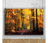 Fond de scène Forêt d'automne 220x150cm Forêt d'érables Feuilles d'or Fond de scène Photo Fête d'action de grâces Fond de scène Paysage Naturel Feuilles caduques Chemin de Terre