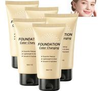 Fond de teint changeant de couleur à température hydratante légère, fond de teint liquide auto-ajustable adaptant la couleur, fond de teint assorti au teint neutre aux couleurs, (5PCS)