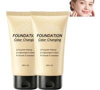 Fond de teint changeant de couleur à température hydratante légère, fond de teint liquide auto-ajustable adaptant la couleur, fond de teint assorti au teint neutre aux couleurs, (2PCS)