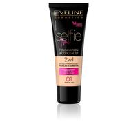 Fond de teint - EVELINE COSMETICS - Selfie Time - 01 Porcelaine - 30 ml - Hydratant et Camouflant