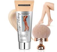 Fond De Teint Jambes Waterproof,Maquillage Corporel Pour Jambes,Leg Makeup Skin Tanning Foundation,Creme All-Over Complexion Perfector,Fond De Teint Couvrant Imperfections (Naturel+Brush)