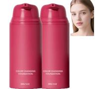 Fond de teint liquide à changement de couleur à détection de température avec pompe, teinte naturelle, maquillage assorti au teint auto-ajustable, fond de teint ajustable à la teinte (2PCS)