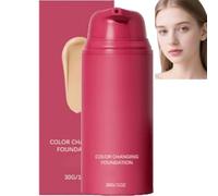 Fond de teint liquide à changement de couleur à détection de température avec pompe, teinte naturelle, maquillage assorti au teint auto-ajustable, fond de teint ajustable à la teinte (1 pièces)