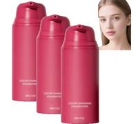 Fond de teint liquide à changement de couleur à détection de température avec pompe, teinte naturelle, maquillage assorti au teint auto-ajustable, fond de teint ajustable à la teinte (3PCS)