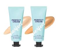 Fond De Teint Liquide,Beauty Creme All-Over Complexion Perfector,Teinte De Peau Waterproof Et Résistante Au Transfert,Fond De Teint Crème Cclongue Tenue,Anti-Cernes (Ivoire+Teint Moyen, 80g)