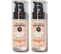 Fond De Teint Revlon, ColorStay Longue Tenue, Peaux Mixtes Ã€ Grasses, 24H Tenue + Soin, Formule Enrichie En Vitamine E, Nourrissante Et Protectrice, SPF 15 N°110 Ivory (30ml) (Lot de 2)