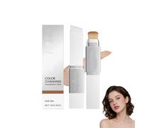 Fond de teint stick 2-en-1 à couleur changeante avec embout pinceau, correcteur coréen hydratant à couvrance totale et base crème, fini naturel lissant pour peaux matures et tous types (Dark Skin)