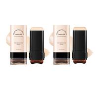 Fond de teint Stick, Fond de teint 2-en-1 avec Pinceau Intégré, Full Coverage Foundation Sticks, Concealer and Contour Stick With Matte Finish To Cover Blemishes