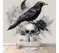 Fond D'Écran 3D Mural Corbeau Viking 200x140 cm, Mythologie Nordique Papier Peint Panoramique Effet 3D,Non-tissées Photo papier peint, pour Moderne Salon Chambre TV Fond