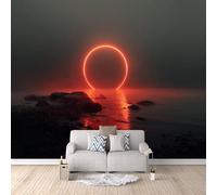 Fond D'Écran 3D Mural Coucher De Soleil Sur La Mer 250x175 cm, Papier Peint Panoramique Effet 3D,Non-tissées Photo papier peint, pour Moderne Salon Chambre TV Fond