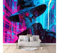 Fond D'Écran 3D Mural Crâne Gothique 300x256 cm, Style Cybernétique Papier Peint Panoramique Effet 3D,Non-tissées Photo papier peint, pour Moderne Salon Chambre TV Fond