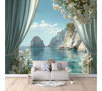 Fond D'Écran 3D Mural Finestra 200x140 cm, Tropicale Dell'isola Papier Peint Panoramique Effet 3D,Non-tissées Photo papier peint, pour Moderne Salon Chambre TV Fond