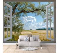 Fond D'Écran 3D Mural Finestra 400x280 cm, Paysage Naturel Papier Peint Panoramique Effet 3D,Non-tissées Photo papier peint, pour Moderne Salon Chambre TV Fond