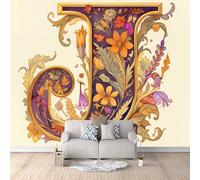Fond D'Écran 3D Mural Fleurs Rétro 400x280 cm, Feuille Papier Peint Panoramique Effet 3D,Non-tissées Photo papier peint, pour Moderne Salon Chambre TV Fond